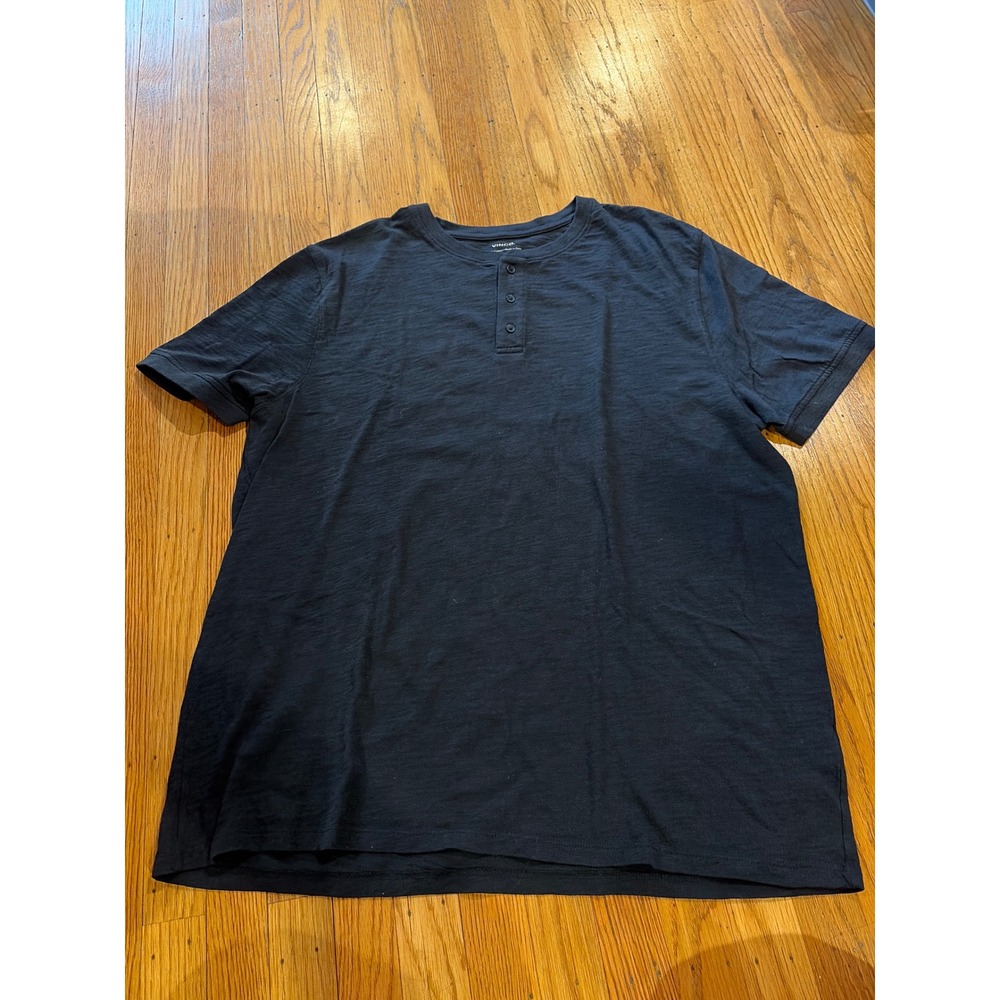 Vince Mens XL Navy Blue Slub Cotton Short Sleeve Henley Shirt RN106730